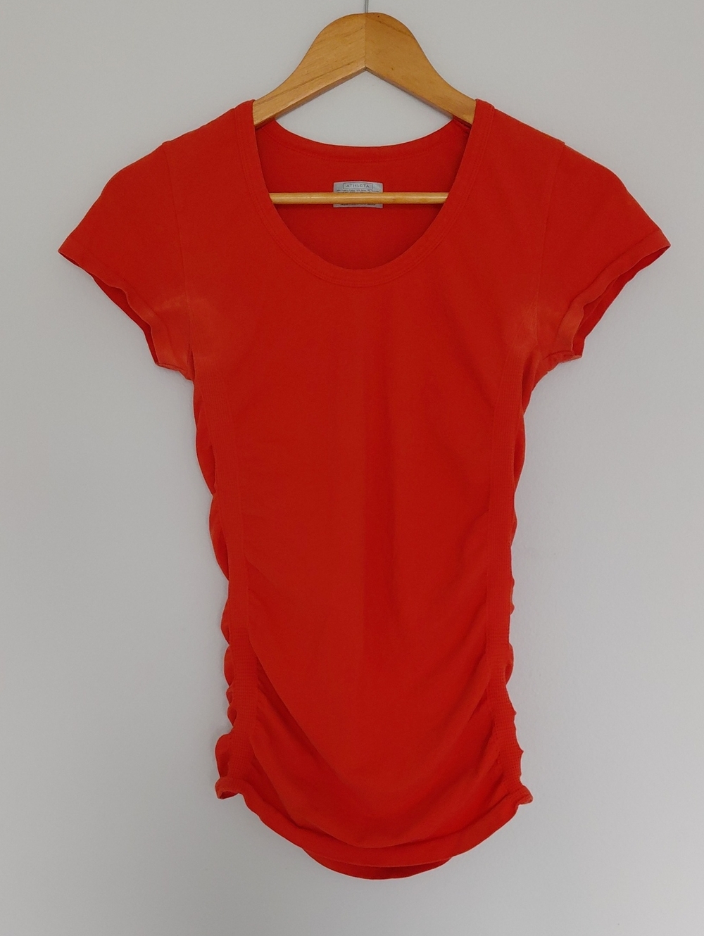 Athleta Red Short-Sleeve Ruched Tee